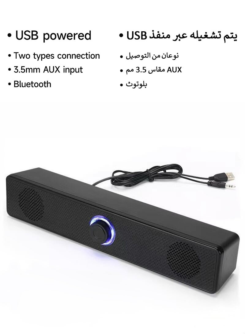 أركايوبتيركس مكبر صوت للكمبيوتر مزود بمدخل Bluetooth و AUX - مكبر صوت مكتبي يعمل بالطاقة عبر USB ومزود بمقبض للتحكم في مستوى الصوت، للكمبيوتر الشخصي والكمبيوتر المحمول والهاتف والكمبيوتر اللوحي - Image 1